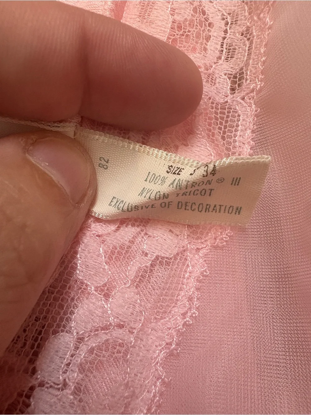 Vintage Vassarette Pink Lace Full Slip Dress Coquette Size 34